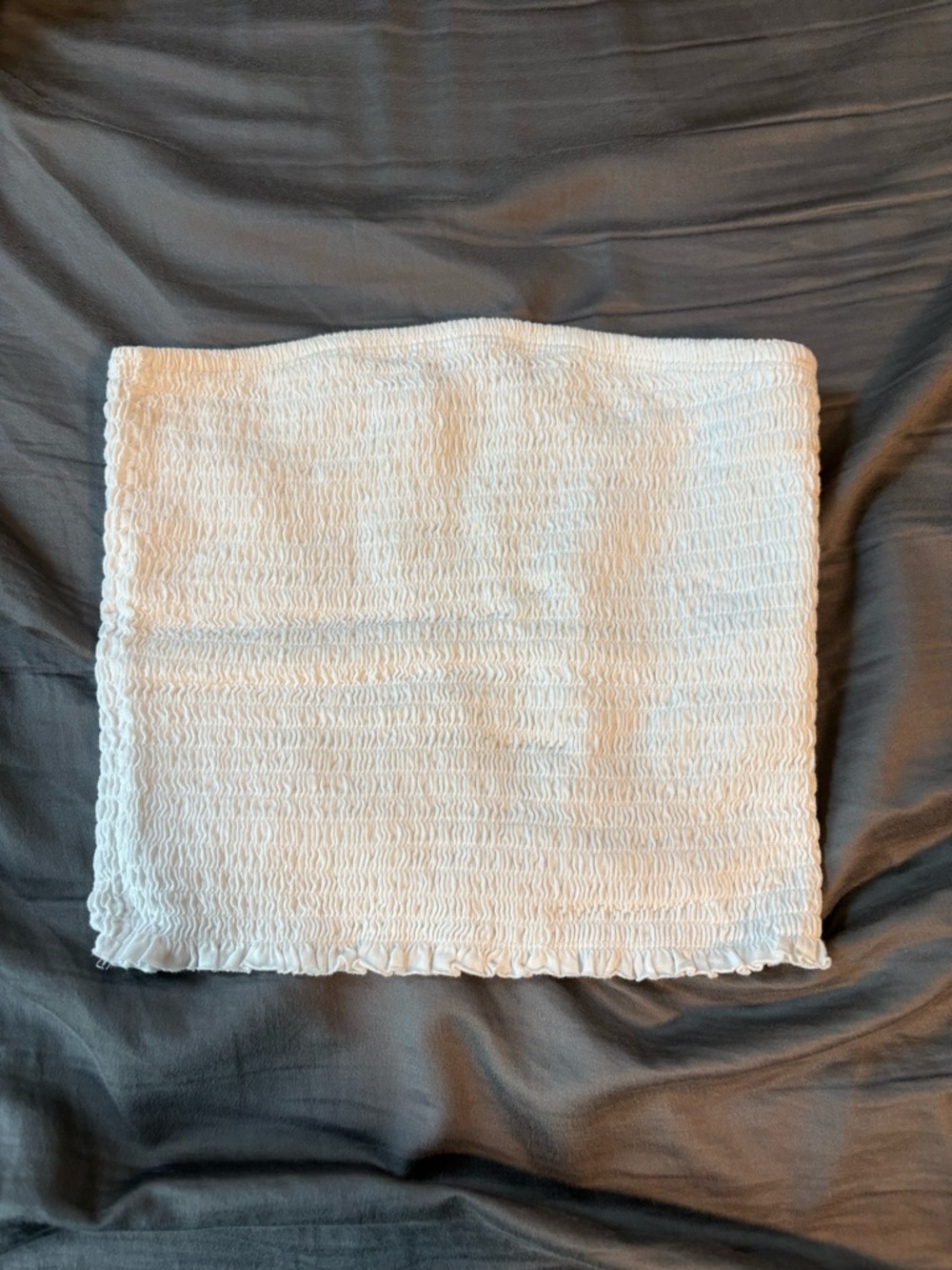 Garage White Smocked Bandeau Tube Top
